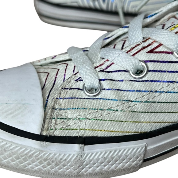 Converse Ox All Star Iridescent Metallic Rainbow White Junior Sneaker 4 - Picture 7 of 10